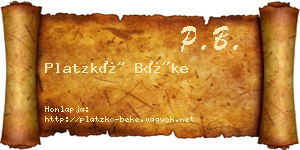 Platzkó Béke névjegykártya
